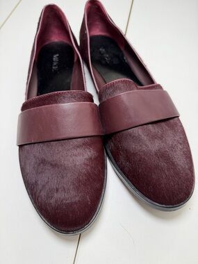Women's Burgundy Faux-Hair Penny Loafers - Slip-On Flats